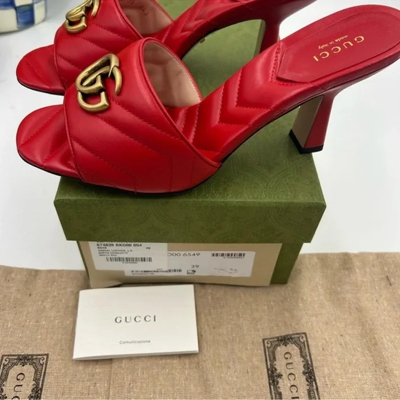 Women’s Gucci, GG Marmont, leather slide, sandal size 39 made in Italy - Picture 6 of 11